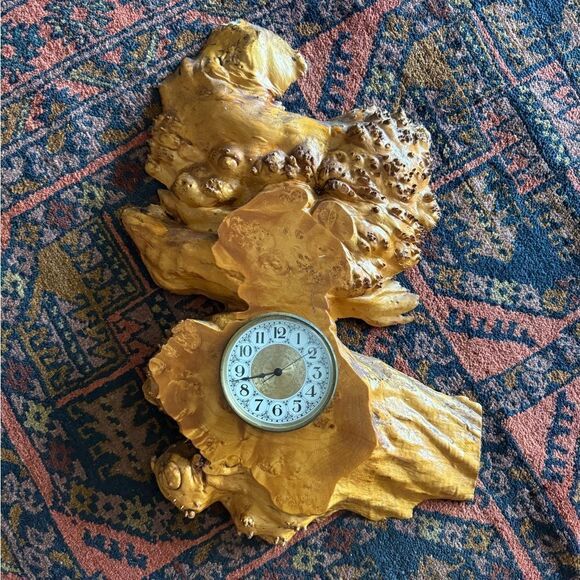 MCM Vintage Burl Wood Wall Clock made in Germany - Picture 1 of 7